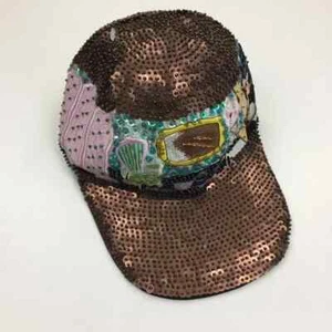 NWOT Brown Multi-Colored Embellished Beaded Sequin Wardrobe Cotton Cap - Picture 1 of 7