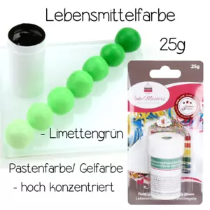 Lebensmittelfarbe Gelfarbe limettengrün grün lind 25 g Fondant Pati-Versand - Bild 1 von 5