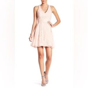 Chi Chi London Blush Lace Fit and Flare Dress Size 6 - Picture 1 of 16
