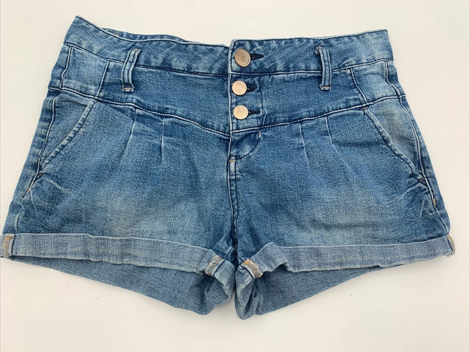 Аметист женщин шорты Sz 7 Junior кнопка мухи с манжетами синий Jean - Изображение 1 из 4