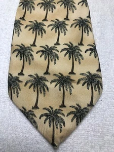 TOMMY BAHAMA MENS TIE YELLOW WITH PALM TREES 4.25 X 58 - Picture 1 of 4