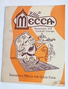 Mecca Restaurant Cocktail Lounge Vintage Menu Sarasota Florida Shish Kebab 3.95 - Picture 1 of 6