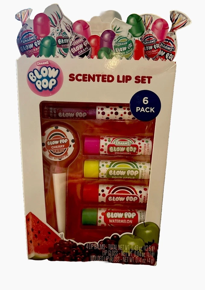 Charms Blow Pop Scented Lip Kit Lip Balm Gloss 6 Pcs Set Apple Cherry New Y2K - Image 1 of 4