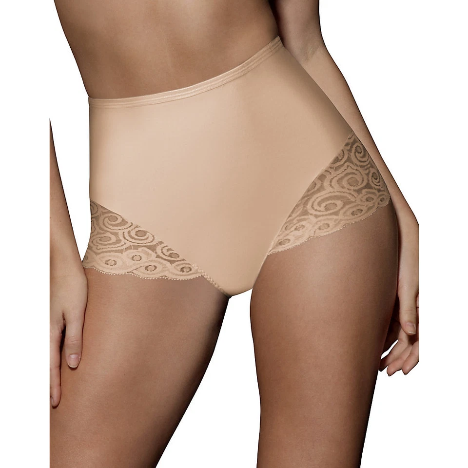 Hanes X054 Bali Moderate Control Lace Leg Brief 2-pack Medium 2 Beige Skintone