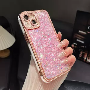 Case for Iphone 15 Plus,Glitter Crystal Diamond Rhinestones Sequin Shiny Bling S - Picture 1 of 6