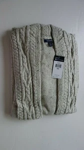 CHAPS Women's Cotton-Blend Shawl Cardigan Beige/Tan Multi Retail $89 - Picture 1 of 7