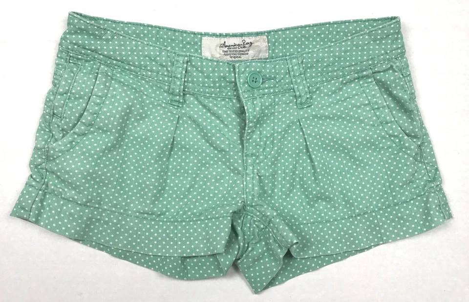 American Rag Green White Polka Dot Short Shorts Misses Size 0 (27" X 2") - Image 1 of 4