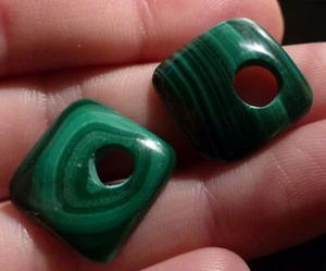 O&co Paire cabochons malachite naturelle lithothérapie cadeau noël 20cts - Imagen 1 de 2