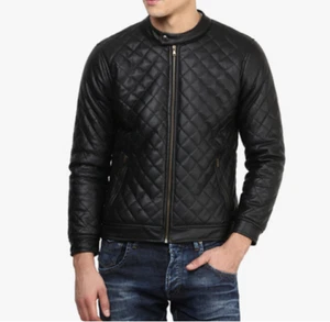 GIACCA DA UOMO ARTIGIANALE, GIUBBINO IN VERA PELLE MOD.BRISTON-NERO - Picture 1 of 3
