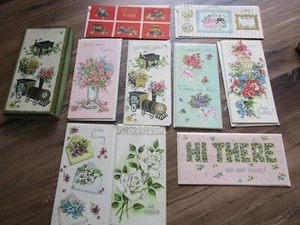 Vtg 1950's Box of 9 PINK THIN ALL OCCASION Assortment Greeting Cards MIB UNUSED - Picture 1 of 4