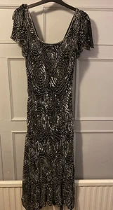 HOBBs Vestido de Noche Vintage Seda Adornado Cuentas Lentejuelas Años 20 Tema 12 - Imagen 1 de 6