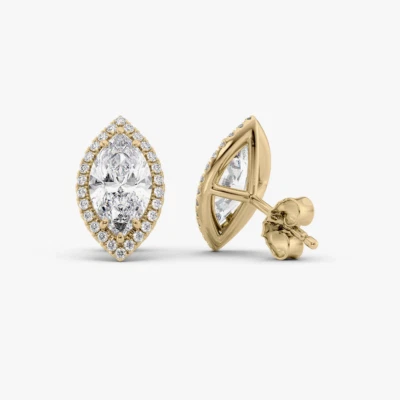 Diamond 18k Gold Women Earring Lab Grown Marquise 2.30 Ct IGI Certified Yellow  - Image 1 of 4