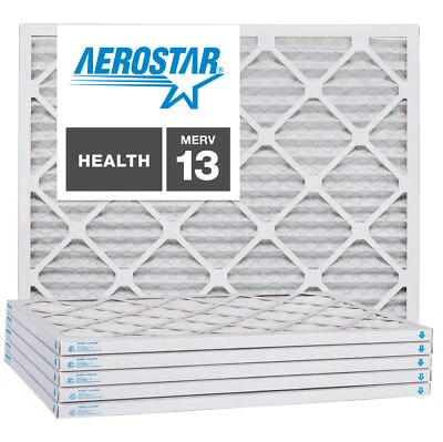 Aerostar 6x10x1 MERV  13, Pleated Air Filter, 6x10x1, Box of 6, Made in the USA - Image 1 of 4