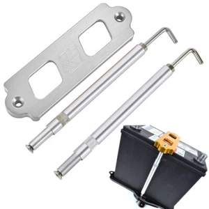 Silver Billet Battery Tie Down Kit Hold Down Rods With Tray Hooks Civic Integra - Bild 1 von 10
