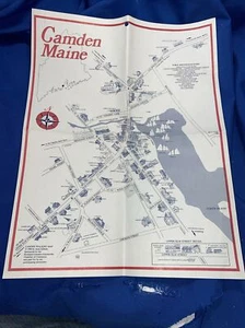 Map Camden Maine fold out city map tourist locations 1986 by the Chamber of Com - Picture 1 of 9