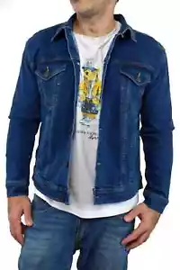 GIACCA DI JEANS DENIM DA UOMO - Giacca da camionista Duke 363 stile western blu - Foto 1 di 9