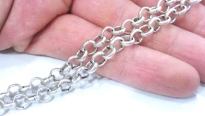 Silber Rolo Kette (6 mm) Antik Versilbert Kette 1 Meter - 3,3 Fuß - Bild 1 von 5