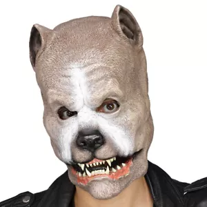 Halloween Snarling Pit Bull Adult Costume Full Head Mask, Brown, One Size - Picture 1 of 1
