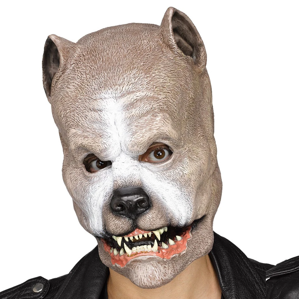 Fun World Halloween Snarling Pit Bull Adult Costume Brown PVC Full Head Mask,... - Image 1 of 1
