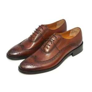 Men's Elegante Genova Wingtip Leather Oxford Shoes MADE in ITALY - Picture 1 of 15