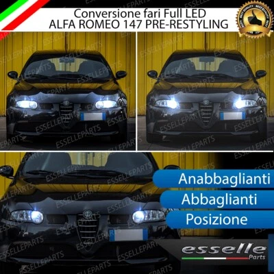 CONVERSIONE FARI FULL LED ALFA ROMEO 147 PRE-RESTYLING 6000K BIANCO GHIACCIO - Immagine 1 di 4