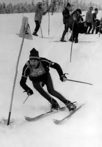 Alain Penz during a slalom event in Megeve January 29 1968 Old Photo - Picture 1 of 1