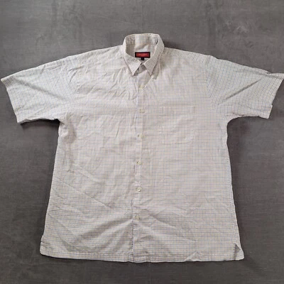 Austin Reed London Vintage Short Sleeve Plaid Button Up Shirt Blue Yellow Sz Lg - Image 1 of 4