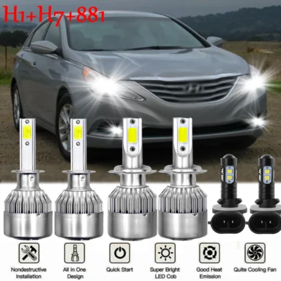 For Hyundai Sonata 2006 2007 2008 6X White LED Headlights + Fog Light Bulbs Kits - Image 1 of 4