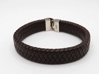 PULSERA DE CUERO GENUINO MARRÓN PARA DAMA con ACENTOS DE PLATA ESTERLINA 925 * Foto 1 de 4