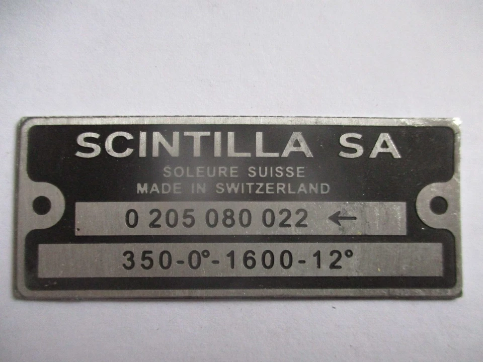 Placa de identificación Scintilla Shield Oldtimer Magneto Distribuidor Bugatti VW Escarabajo S90 Foto 1 de 1