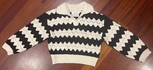 Zara Girls Cropped Zig Zag Sweater With Collar EUC Sz 8/9  - Picture 1 of 3