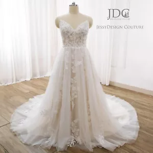 2025 Brautkleid Hochzeitskleid Spitze Träger Übergröße 32-46 Rückenfrei - Bild 1 von 21