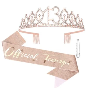 13th Birthday Sash and Crown Kit- 13th Birthday Gifts Rose Gold Happy 13th Bi... - Picture 1 of 6