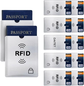 RFID Blocking Sleeves, Set of 10 Credit Card Holders & 2 Passport Protectors for - Picture 1 of 6