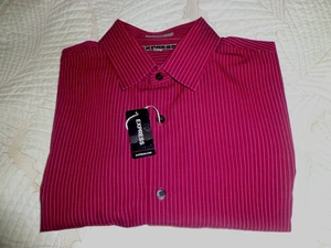 Express Dress Shirt Men Sz 16-16.5 Fitted Stretch Long Sleeve Red Striped - Picture 1 of 6