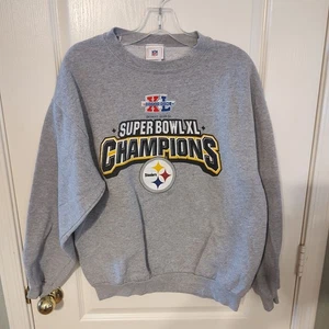 Sudadera De Colección Pittsburgh Steelers Super Bowl Talla Grande Gris Cuello Redondo Y2K - Imagen 1 de 14