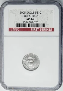 2005 $10 Statue Of Liberty Platinum Eagle First Strikes MS69 NGC 950752-18 - Picture 1 of 3