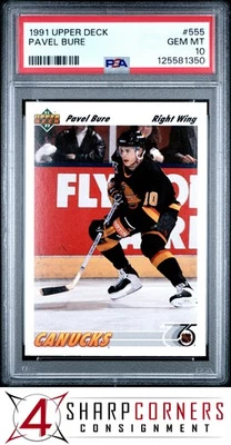 1991 UPPER DECK #555 PAVEL BURE CANUCKS HOF PSA 10 - Image 1 of 3