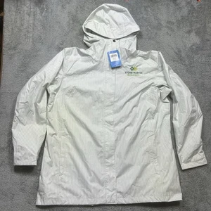 Columbia Jacket Women 2X Light Blue Striped Splash A Little II Omni Tech Logo - Picture 1 of 14