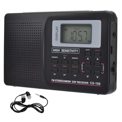 1Pc Portable Digital Radio LCD Display FM/AM/SW/MW Receiver w/ Earphone - Image 1 of 4