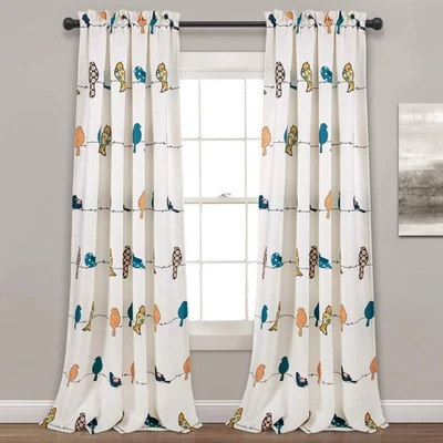 Rowley Birds Filtrado de Luz Paneles de Cortina de Ventana, Par, 52" W x 95" L, Mult... Foto 1 de 4
