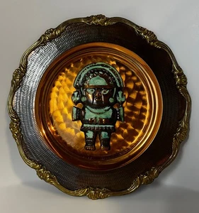Copper Plate Tumi Inca Turquoise Decorative Metal Wall Hanging Art Peru - Picture 1 of 2