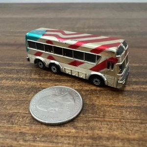 Vintage MICRO MACHINES INTERSTATE BUS FLAG CHROME NICE - Picture 1 of 8