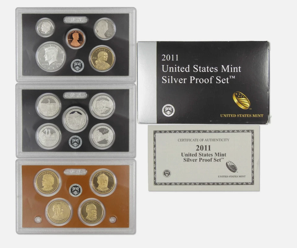 US Mint 2011 Silver Proof Coin Set With Box and COA Uncirculated 10 Coin Set - Image 1 of 4