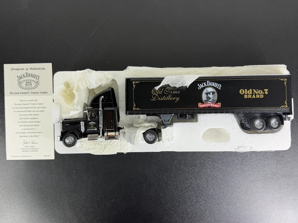 1:58 Matchbox Dinky Kenworth W900 Jack Daniels Truck & Trailer Diecast DYM37904 - Image 1 of 4
