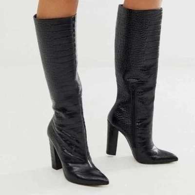 Botas hasta la rodilla negras ALDO CADIGODER para mujer punta punta tacón bloque S 7,5/#S7290 Foto 1 de 4