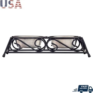 Heavy Duty Stainless Steel Double Diner Pet Bowls W/ Elevated Stand Cats Dogs US - Picture 1 of 6