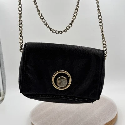 Bolso Bandolera Mango Negro Cuero Sintético Cadena Dorada Cartera Pequeña Foto 1 de 4