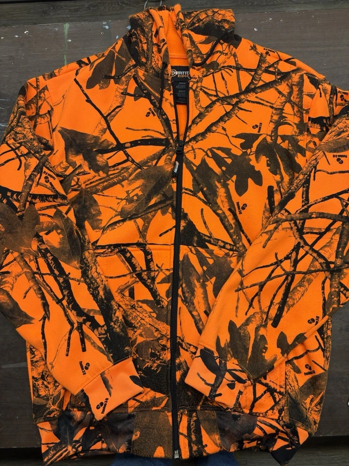 Outfitters Ridge Fusion 3D Camo Orange Zip Up Men’s Medium Hunting Sweatshirt - Image 1 of 4