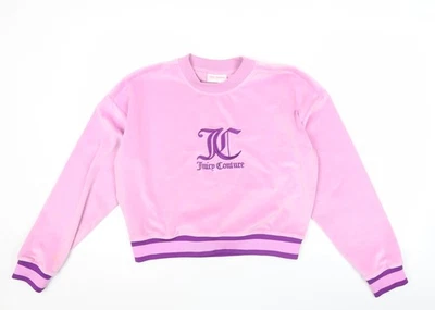 Juicy Couture Women’s Pink Velour Sweatshirt S Embroidered Logo - Image 1 of 4